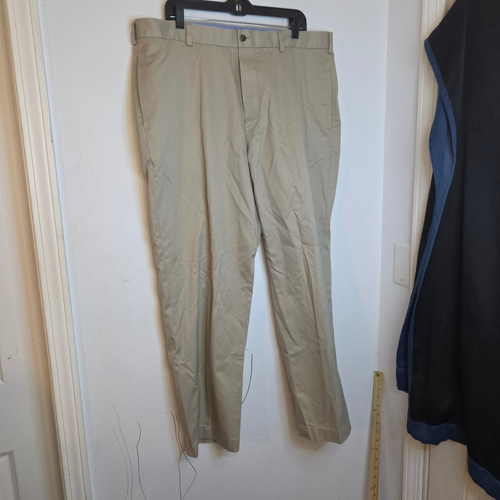 Brooks Brothers Mens Advantage Chino Pants 40x30 Khaki Tan Flat Front Cotton